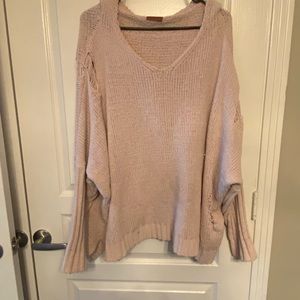 POL Beige Oversized-Distressed Hoodie